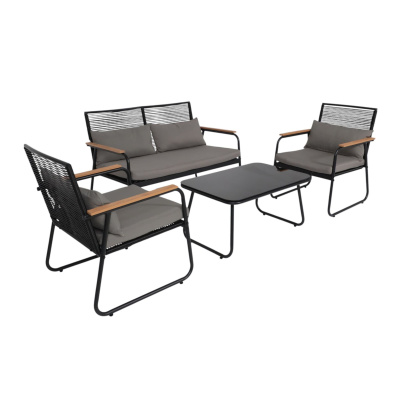 Комплект мебели садовой AksHome GARDENIA (кресло  2 шт, диван 1 шт, стол 1 шт), черный Комплект мебели садовой AksHome GARDENIA (кресло  2 шт, диван 1 шт, стол 1 шт), черный