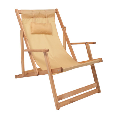 Кресло-шезлонг DYATEL с подлокотниками, ткань, бежевый, массив сосны Кресло-шезлонг DYATEL с подлокотниками, ткань, бежевый, массив сосны