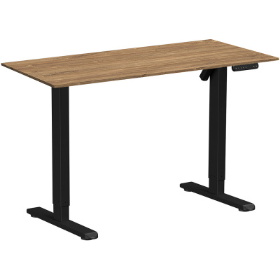 Стол с электроприводом WellDesk Basic 1300x675х18, черный, дуб канзас коричневый