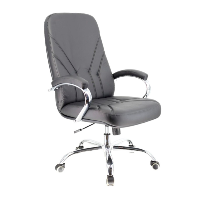 Кресло компьютерное Everprof Komo Chrome, экокожа, хром, черный