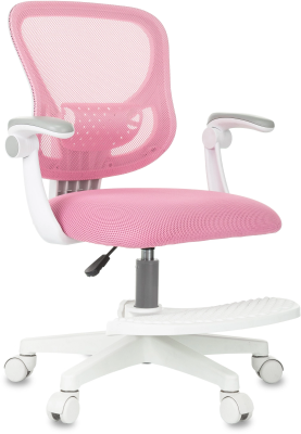 Кресло детское Бюрократ Burokids 3, сетка, ткань, пластик, корпус белый, подставка для ног, розовый