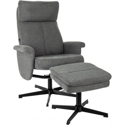 Кресло мягкое Бюрократ Baron, ткань, серый, металл, с пуфом Кресло мягкое Бюрократ Baron, ткань, серый, металл, с пуфом