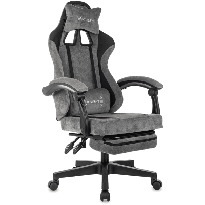 Кресло игровое Бюрократ Knight "Custom/F GR", ткань, пластик, серый, черный