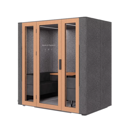 Акустическая кабина четырехместная Capsula QUADRO, глухая стенка, темный войлок