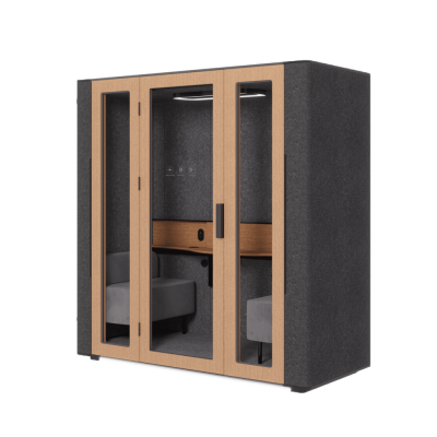 Акустическая кабина двухместная Capsula DUO NEW Comfort, глухая стенка, тёмный войлок