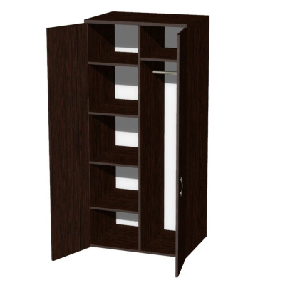 Шкаф для одежды Макси М07 с перегородкой и полками, 800x580x1780 мм, венге