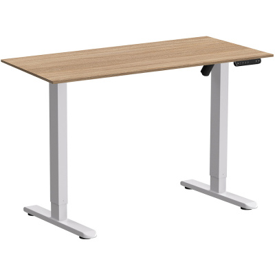 Стол с электроприводом WellDesk Basic 1300x675х18, белый, дуб бардолино натуральный