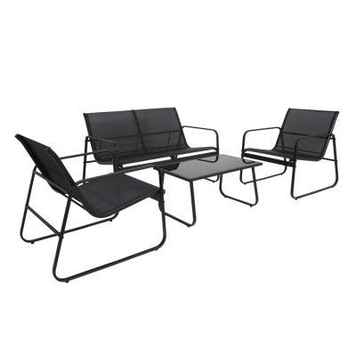 Комплект мебели садовой AksHome VERANDA (кресло 2шт, диван 1шт, стол 1шт), черный Комплект мебели садовой AksHome VERANDA (кресло 2шт, диван 1шт, стол 1шт), черный