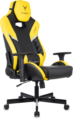 Кресло игровое Бюрократ Knight Thunder 5X, экокожа, черный, желтый Кресло игровое Бюрократ Knight Thunder 5X, экокожа, черный, желтый
