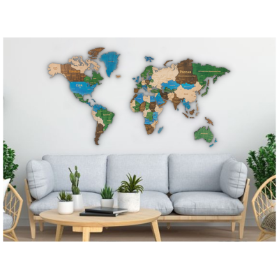 Декор на стену "Карта мира" многоуровневая, XL 3140, цветной, 72х130 см