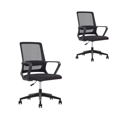 Кресло для персонала SitZone "U-0385 PL", ткань, пластик, черный, 2 шт/упак