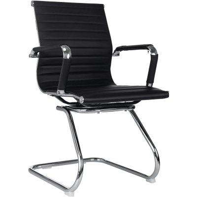 Кресло на полозьях "Бюрократ CH-883-LOW-V", экокожа, черный, металл хром