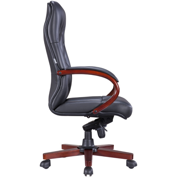 Кресло компьютерное Everprof Monaco Wood, экокожа, металл, черный