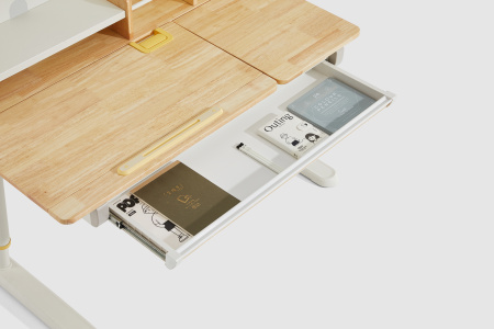 Стол Ergosmart регулируемый Galleon, 1200х700х(520-760) мм, гевея, с книжной полкой