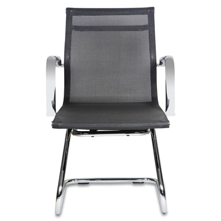 Кресло на полозьях "Бюрократ Ch-993-Low-V", сетка, черный, металл хром