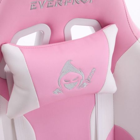 Кресло игровое EVERPROF Katana экокожа, розовый/белый, крестов. металл, корпус белый Кресло игровое EVERPROF Katana экокожа, розовый/белый, крестов. металл, корпус белый