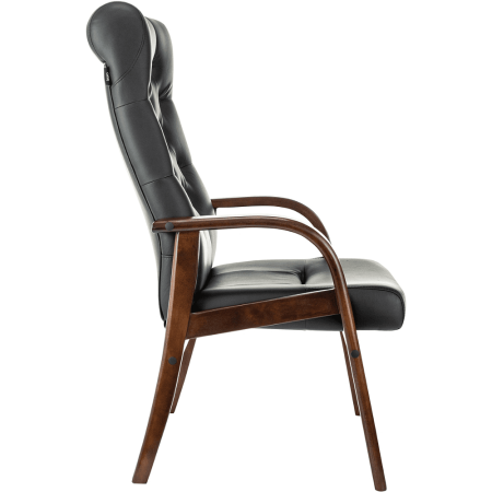 Кресло Бюрократ T-9928WALNUT-CF, натуральная кожа, черный, каркас дерево