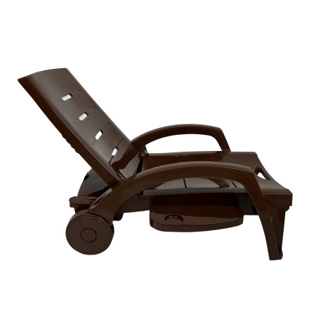 Шезлонг складной на колесах, пластик, шоколадный