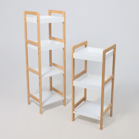 Стойка для хранения MAGNOLIA - 4, бамбук + белый