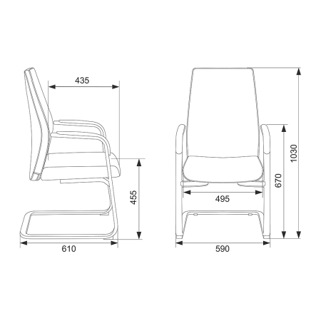 Кресло на полозьях Бюрократ "_JONS-LOW-V", натуральная кожа, черный, металл хром