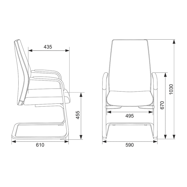 Кресло на полозьях Бюрократ "_JONS-LOW-V", натуральная кожа, черный, металл хром