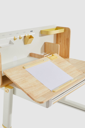 Стол Ergosmart регулируемый Galleon, 1200х700х(520-760) мм, гевея, с книжной полкой