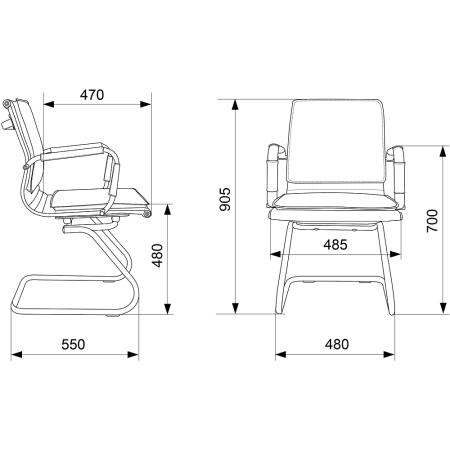 Кресло на полозьях "Бюрократ Ch-993-Low-V", экокожа, слоновая кость, металл хром