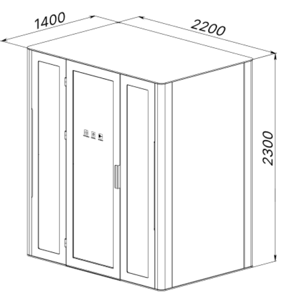Акустическая кабина четырехместная Capsula QUADRO, глухая стенка, темный войлок