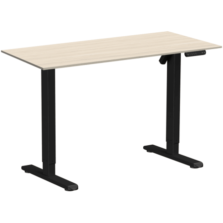 Стол с электроприводом WellDesk Basic, 1200x675х18 мм, черный, ясень шимо