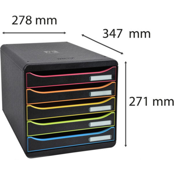 Блок из 5 лотков закрытый Exacompta BlackOffice Big Box Plus, черный