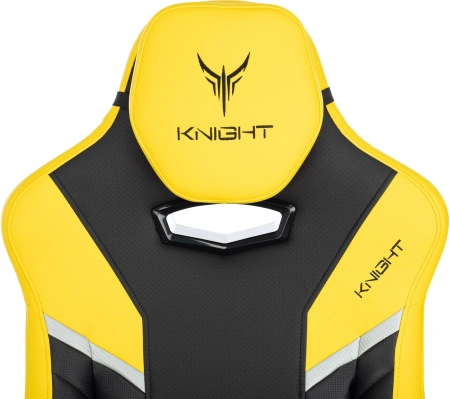 Кресло игровое Бюрократ Knight Thunder 5X, экокожа, черный, желтый