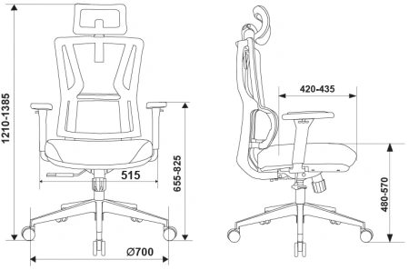 Кресло компьютерное Бюрократ MC-G715N-H, сетка, ткань, серый