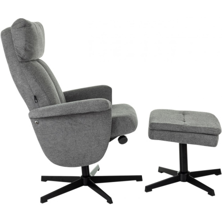 Кресло мягкое Бюрократ Baron, ткань, серый, металл, с пуфом