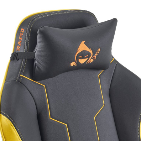 Кресло игровое EVERPROF Rapid, экокожа, черный, желтый, крестов. металл