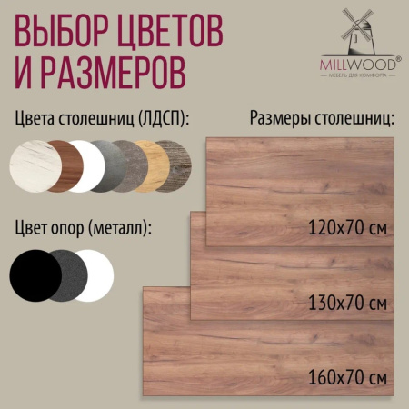 Стол письменный Millwood Лофт Сиэтл (ДТ-5), 1300х700 мм, дуб табачный крафт, белый Стол письменный Millwood Лофт Сиэтл (ДТ-5), 1300х700 мм, дуб табачный крафт, белый