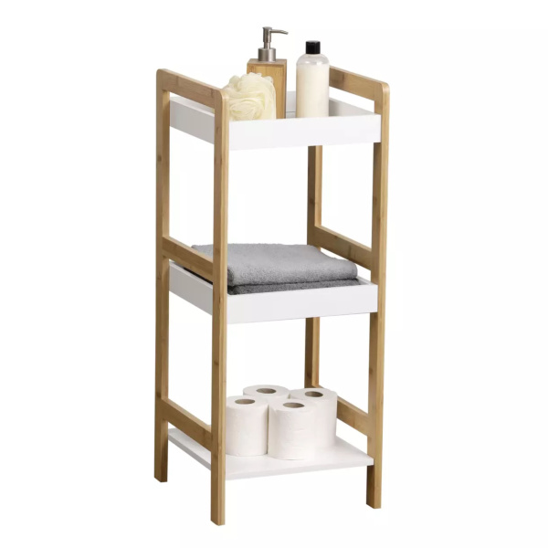 Стойка для хранения MAGNOLIA - 3, бамбук + белый