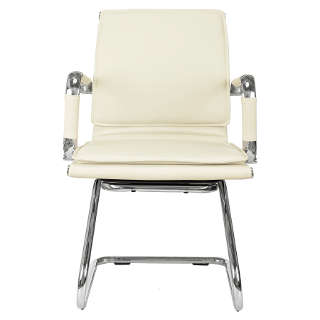 Кресло на полозьях "Бюрократ Ch-993-Low-V", экокожа, слоновая кость, металл хром