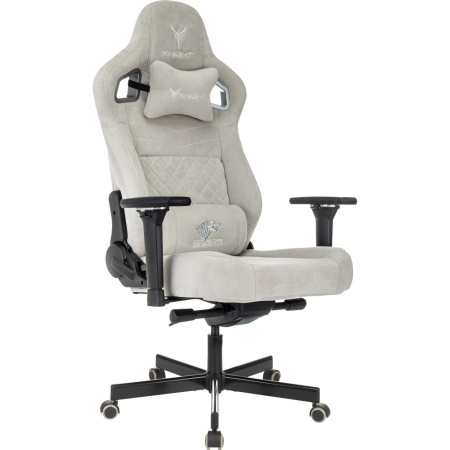Кресло игровое Бюрократ Knight Hunter, искусственная замша, светло-серый