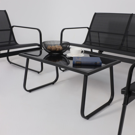 Комплект мебели садовой AksHome VERANDA (кресло 2шт, диван 1шт, стол 1шт), черный