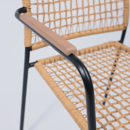 Кресло садовое AksHome BERGAMO, PE искусственный ротанг, черный, коричневый