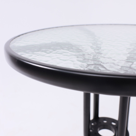 Стол садовый VERONA, 600х600х730 мм, сталь, черная, закаленное стекло 5мм