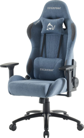 Кресло игровое EVERPROF Ghost ткань, синий, крестов. металл