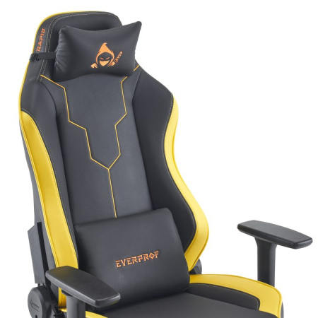 Кресло игровое EVERPROF Rapid, экокожа, черный, желтый, крестов. металл