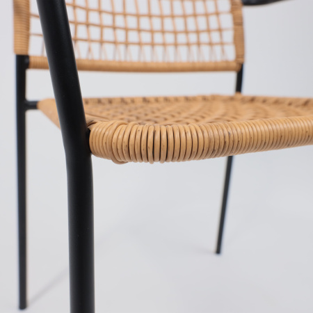 Кресло садовое AksHome BERGAMO, PE искусственный ротанг, черный, коричневый