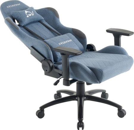 Кресло игровое EVERPROF Ghost ткань, синий, крестов. металл