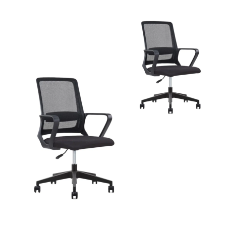 Кресло для персонала SitZone "U-0385 PL", ткань, пластик, черный, 2 шт/упак