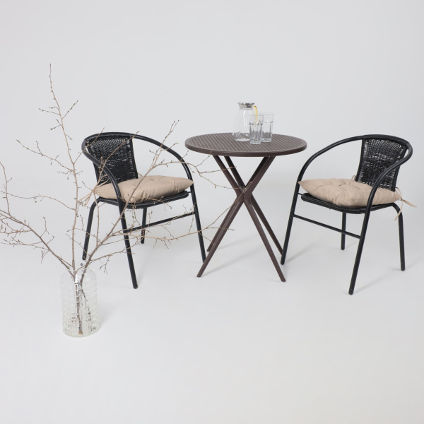 Кресло садовое AksHome RVERONA, PP, черный, сталь-черная Кресло садовое AksHome RVERONA, PP, черный, сталь-черная