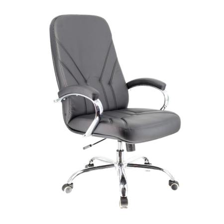 Кресло компьютерное Everprof Komo Chrome, экокожа, хром, черный