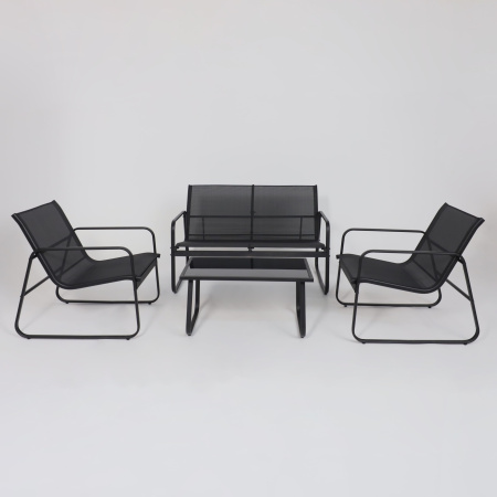 Комплект мебели садовой AksHome VERANDA (кресло 2шт, диван 1шт, стол 1шт), черный