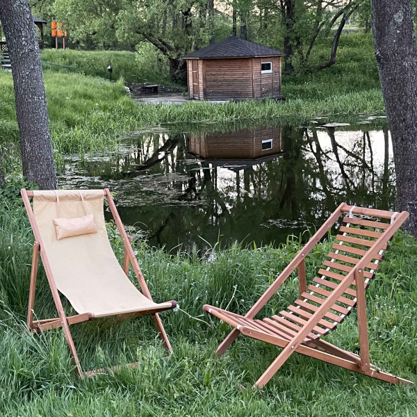 Кресло-шезлонг DYATEL, ткань, бежевый, массив сосны  Кресло-шезлонг DYATEL, ткань, бежевый, массив сосны